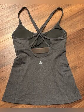 ALO Yoga Dark Gray Strappy Bra Support Camisole Tank Top XS S